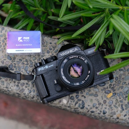 Yashica FX-3 Super 2000 film camera and Kentmere Pan 400 Black and white film